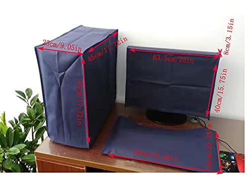 [Australia - AusPower] - 3 Pieces Computer Dust Cover Monitor + Keyboard+ Computer Host Pc Dust Proof Computer Covers Case Computer Dust Cover for Desktop Pc CPU Tower Protector (27'' Monitor Set Blue) 27'' Monitor Set Blue 