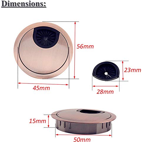 [Australia - AusPower] - SamIdea 2-Pack 2"/50mm Cable Hole Cover, Zinc Alloy Desk Grommet for Wire Organizer,Red Bronze 