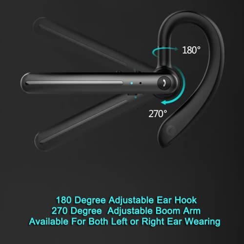 [Australia - AusPower] - IHAO Single Ear Wireless Bluetooth Earphone Noise Cancelling Stereo Dual HD Mic Headphone Earpiece 16Hrs Hands-Free Calling in-Ear Headset Painless Firm Wear for Driving/Business/Office/Trucker Black Gray 