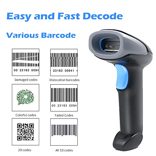 [Australia - AusPower] - MINDRFID 2D Barcode Scanner Wired USB Handheld Scanner Automatic UPC EAN Reader Work with Windows Mac for Supermarket Store Warehouse Blue 
