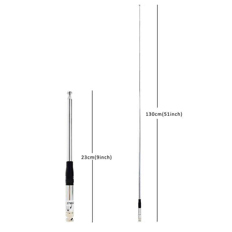 [Australia - AusPower] - HYS 27Mhz Antenna 9-Inch to 51-inch Telescopic/Rod HT Antennas for CB Handheld/Portable Radio with BNC Connector Compatible with Cobra Midland Uniden Anytone CB Radio 