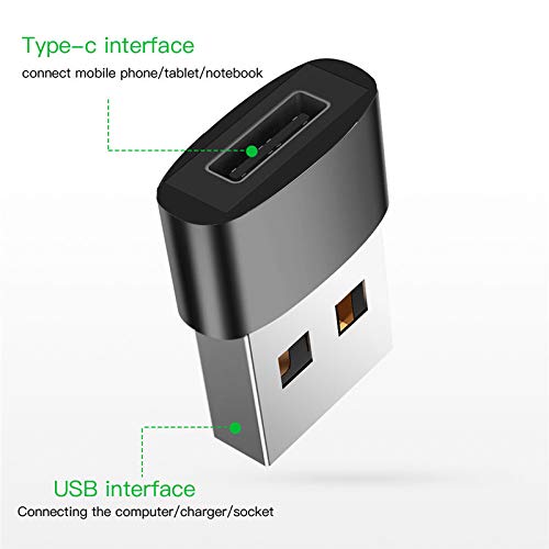 [Australia - AusPower] - Alpha Supplies USB C Female to USB A Male Adapter 2 Pack, Type A Data Transfer Charger Cable Power Adapter for iPhone 11,12,13 Mini Pro Max, Airpods iPad, Samsung Galaxy and More, black 