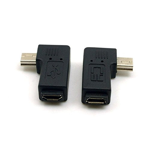 [Australia - AusPower] - CY 2pcs 90 Degree Left & Right Angled Mini USB 5pin Male to Micro USB Female Data Sync Power Adapter Black MINI-MICRO 