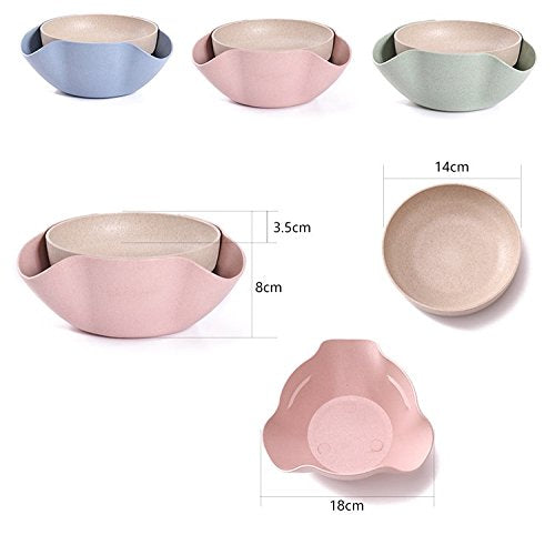 [Australia - AusPower] - Bamboo's Grocery Double Dish Snack Bowl For Pistachios, Peanuts, Edamame, Cherries, Nuts, with Shell Storage, Green 