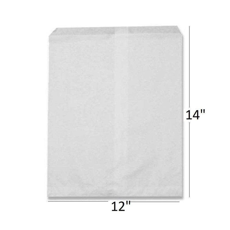 [Australia - AusPower] - 50 Qty 12" x 14" Plain White Kraft Flat Plain Paper Gift Bags or Patterned Decorative Bags for candy, cookies, merchandise, pens, Party favors, showers, holidays, events and gifts 