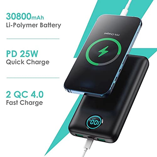 [Australia - AusPower] - Portable Charger Power Bank 30,800mAh LCD Display Power Bank,25W PD Fast Charging +QC 4.0 Quick Phone Charging Power Bank Tri-Outputs Battery Pack Compatible with iPhone,Android etc 