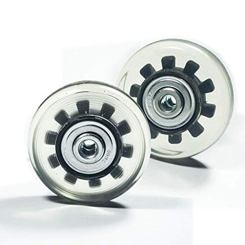 [Australia - AusPower] - F-ber 50mm x 18mm/1.97" x 0.7" Multi Color Luggage Suitcase Wheels with 6mm ABEC 608zz Bearings, Inline Outdoor Skate Replacement Wheels Set of 2 Wheels w/Axles 30mm&35mm Black&Clear 