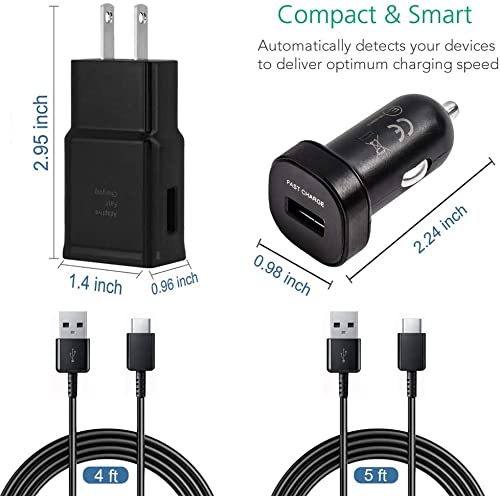 [Australia - AusPower] - Samsung Adaptive Fast Charger Kit for Samsung Galaxy S10/ S10e/ S9/S8/S8 Plus/Note 8/9,LaoFas USB 2.0 Recharger Kit (Wall Charger + Car Charger + 2 x Type C USB Cables) Quick Charger-Black 