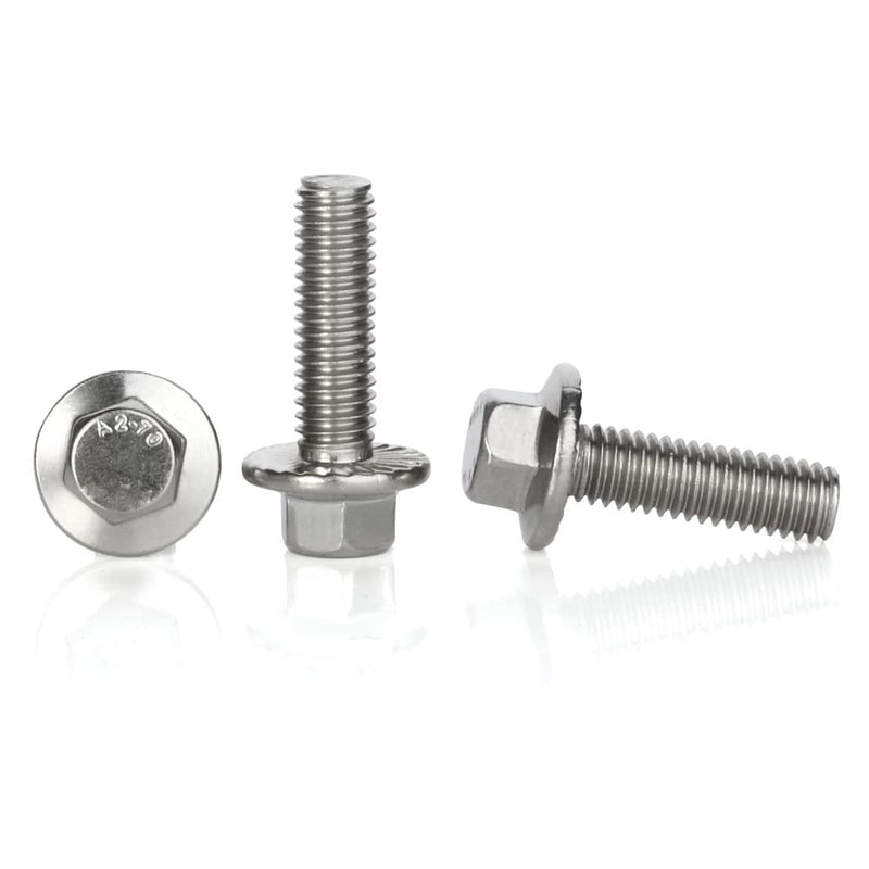 [Australia - AusPower] - M6-1.0 x 20mm Flanged Hex Head Bolts Flange Hexagon Screws, Stainless Steel 18-8 (304), Plain Finish, 25 PCS M6 x 20mm (25 PCS) 