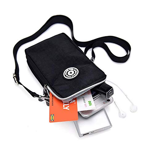 [Australia - AusPower] - Leisure 3-Layers Small Crossbody Bag Cell Phone Purse Pouch Wristband Wallet Armband for Samsung Galaxy Note 9 S10+ S9 A20 A50 J8 OnePlus 6T Google Pixel 3a,Pixel XL,ASUS ZenFone 6/5Z/ROG Phone-Black Black 