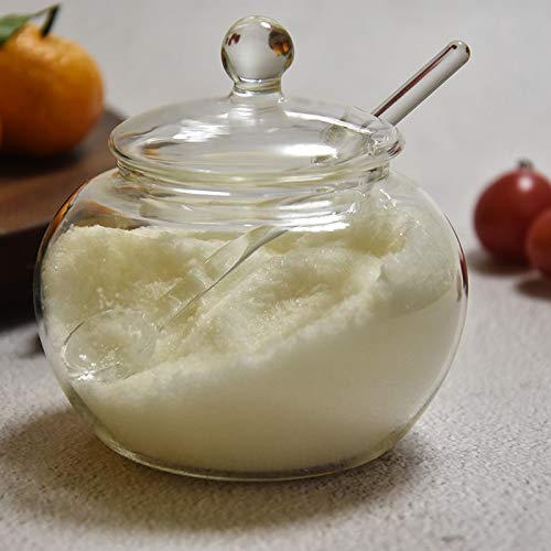 [Australia - AusPower] - 123Arts Clear Glass Sugar Bowl With Lid and Sugar Serving Spoon 