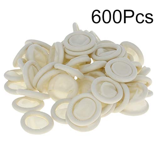 [Australia - AusPower] - Othmro 600Pcs Latex Finger Cots Industrial Rubber Finger Sleeve Gloves Disposable M Size Fingertips Protector Finger Covers for Electronic Repair Painting Jewelry Cleaning Manicures Milky White 