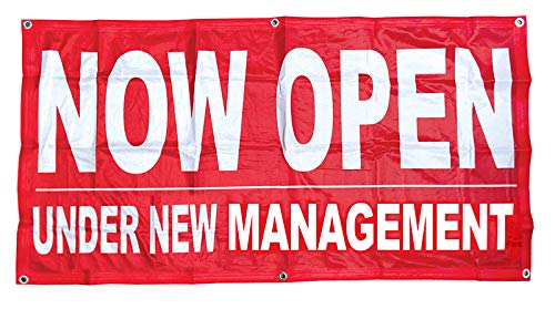 [Australia - AusPower] - 4Less 2x4 Ft Now Open Under New Management Banner Vinyl Alternative Sign rb, Fabric 