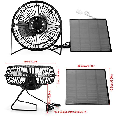 [Australia - AusPower] - Solar Panel Powered Fan with USB, 6V 4.5W Mini Portable Solar Fan , Portable Personal Cooling Fan Hiking Equipment for Cooling Ventilation Outdoor Home Travelling Camping Car 