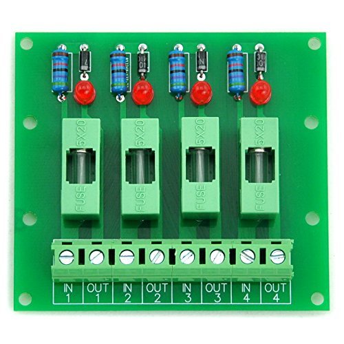 [Australia - AusPower] - Electronics-Salon 4 Channel Fuse Interface Module, for DC 5~48V, Din Rail Mount, w/Fail Indicator 