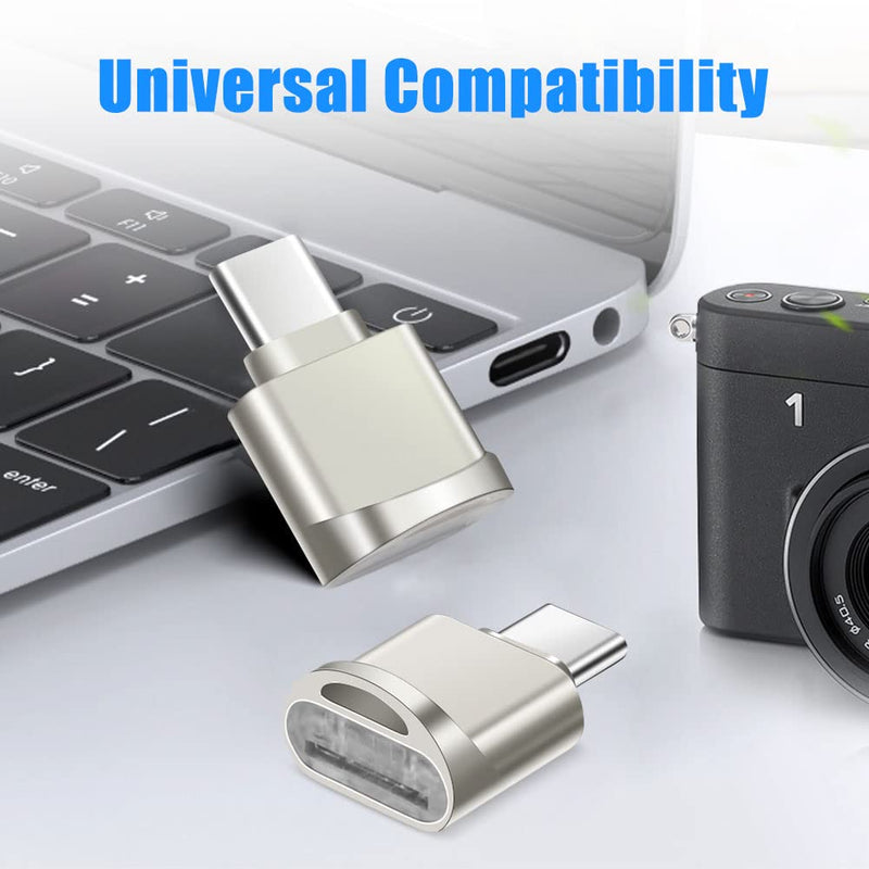 [Australia - AusPower] - Type C Micro SD/TF Card Reader with Keychain, Leizhan USB C to Micro SD SDHC SDXC OTG Memory Reader, Type C Card Reader Adapter Compatible for Mac Windows Lixus Samsung Galaxy Note 20 S20 silver 
