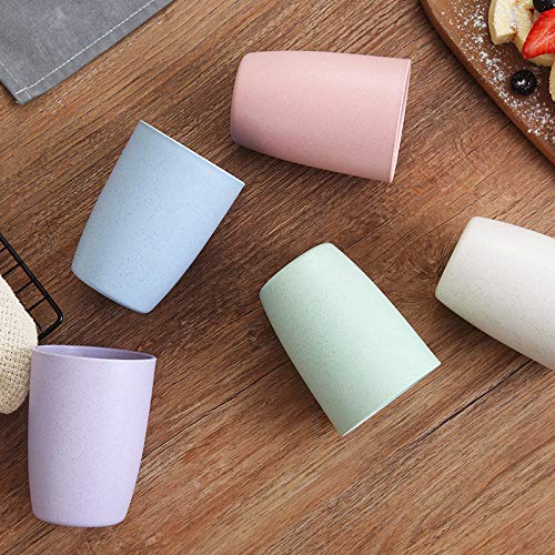 [Australia - AusPower] - Choary Eco-friendly Unbreakable Reusable Drinking Cup for Adult(12 OZ), Wheat Straw Biodegradable Healthy Tumbler Set 5-Multicolor, Dishwasher Safe 5 Count (Pack of 1) 