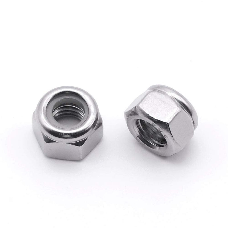 [Australia - AusPower] - 1/4"-20 (60 PCS) Stainless Steel Hex Locknuts with White Nylon Insert, Stainless Steel 304 (18-8) Lock Nuts, Bright Finish, Full Thread, Hex Drive 1/4"-20 (60 PCS) 