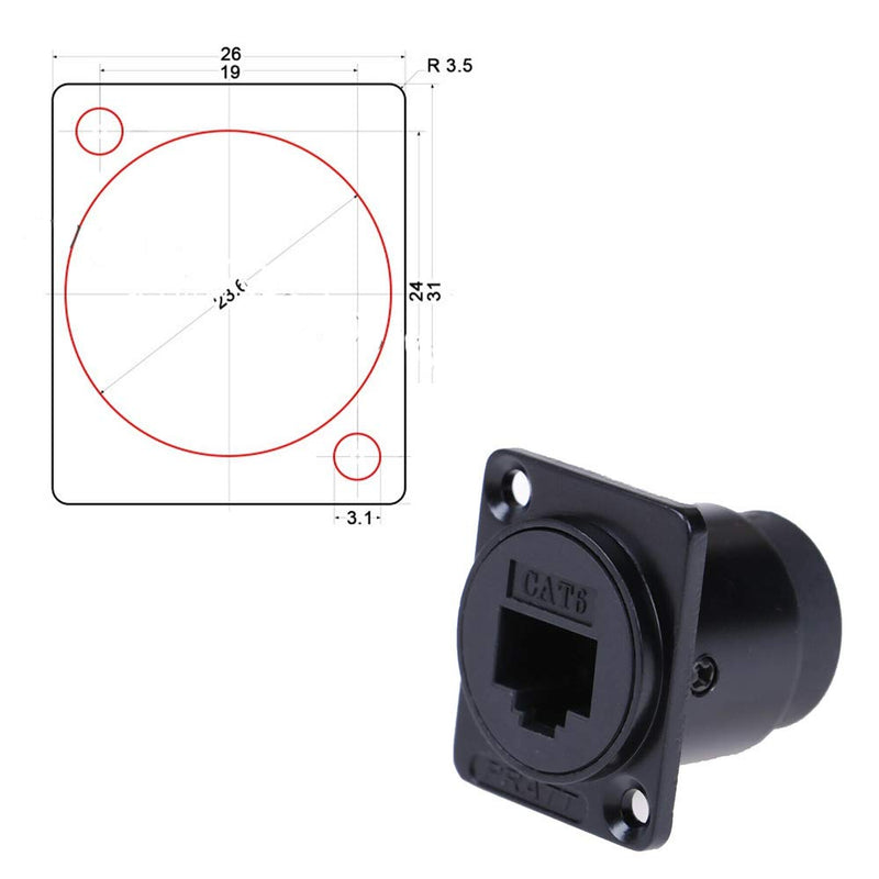 [Australia - AusPower] - Acxico 2Pcs D-type Module RJ45 Socket Cat6 Panel Mount Network Ethernet Expansion Interface Adapter Female Signal Connector 