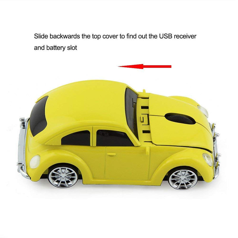 [Australia - AusPower] - Ai5G for VW Car Mouse Wireless Mouse Laptop Desktop Computer Mice with 2.4GHz USB Receiver LED Headlight (Yellow) Yellow 