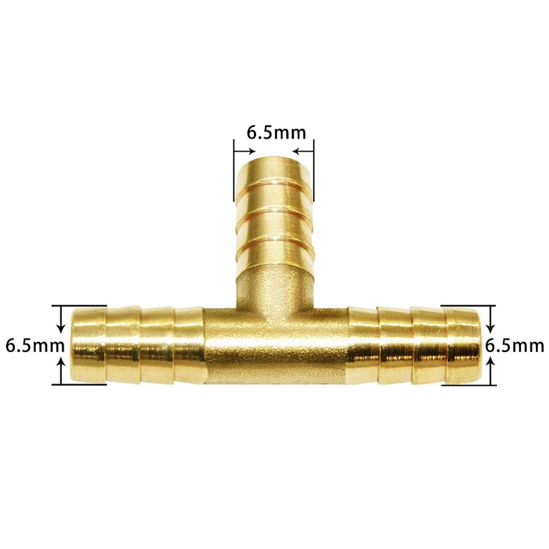 [Australia - AusPower] - Joywayus 1/4" ID Hose Barb Tee T shaped 3 way Union Fitting Intersection/Split Brass Water/Fuel/Air 6.5mm(1/4") 