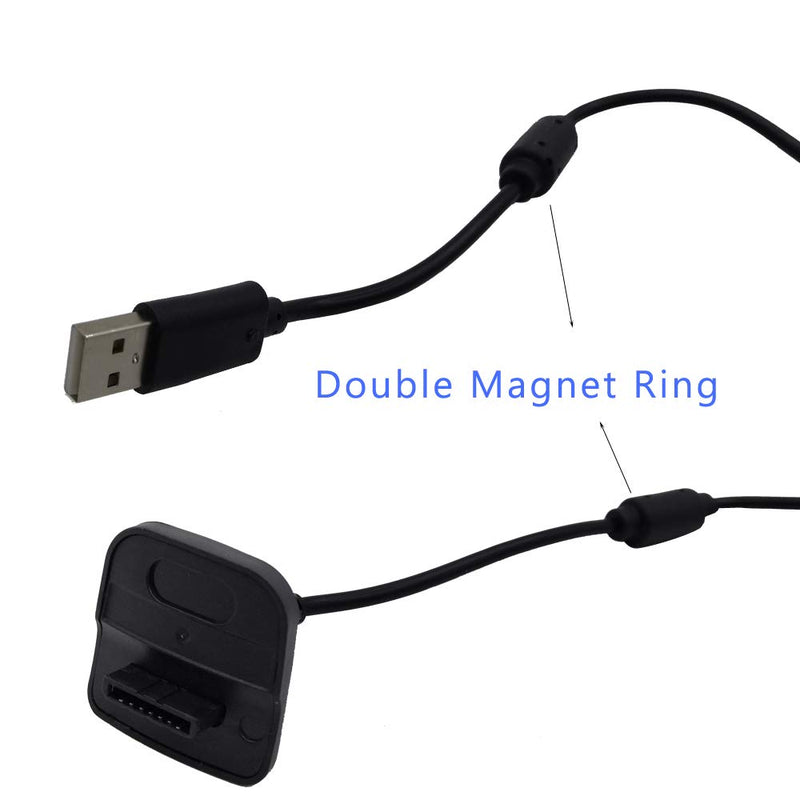 [Australia - AusPower] - Charging Cable for Xbox 360 & Slim Wireless Game Controllers,2 Pack Black 
