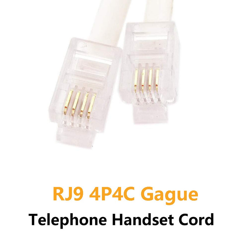 [Australia - AusPower] - Telephone Phone Handset Cable Cord,Uvital Coiled Length 1.2 to 10 Feet Uncoiled Landline Phone Handset Cable Cord RJ9/RJ10/RJ22 4P4C(White,2 PCS) 