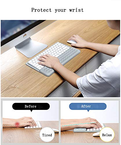 [Australia - AusPower] - Buwico 2 in 1 Keyboard Wrist Rest Pad Wrist Support Keyboard Mat Wrist Rest Mouse Pad for Apple Magic Keyboard 2 (Gray) Gray 