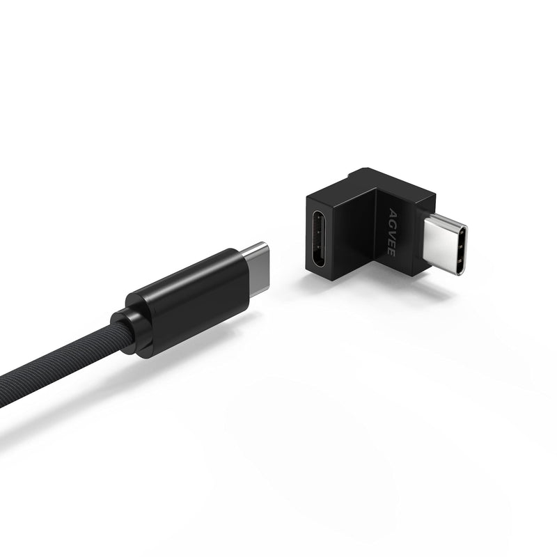 [Australia - AusPower] - AGVEE [ 4 Pack] 90 Degree Right Angled USB-C Male to USB-C Female Adapter (Type-C 3.2 Gen 2) Video 10G Data Converter, Black 