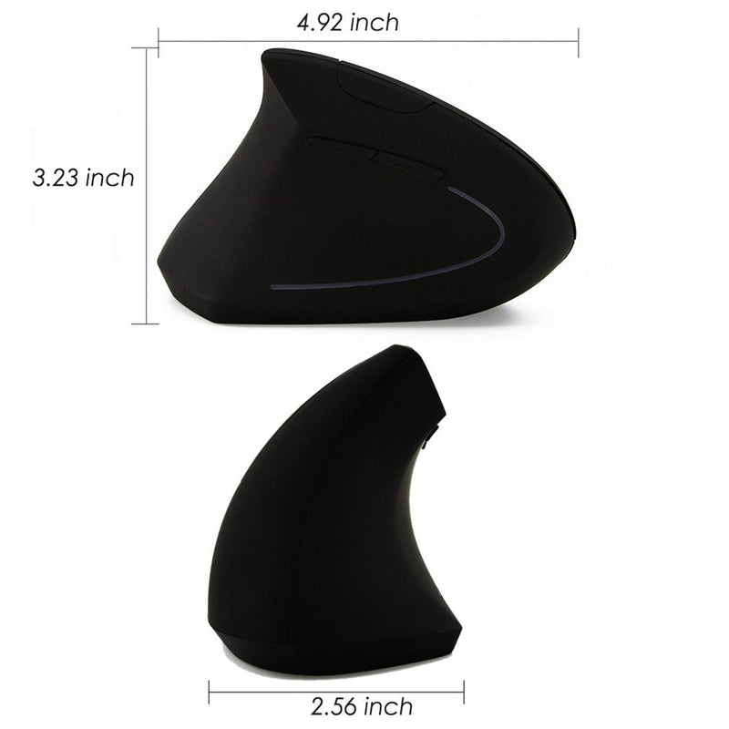 [Australia - AusPower] - Left-Handed Mouse,2.4G Wireless Vertical Ergonomic Optical Mouse Portable Office Gaming Cordless Mice with USB Receiver for PC Laptop Computer Desktop,800/1200/1600DPI 6 Buttons,Breathing LED Light Black 1 