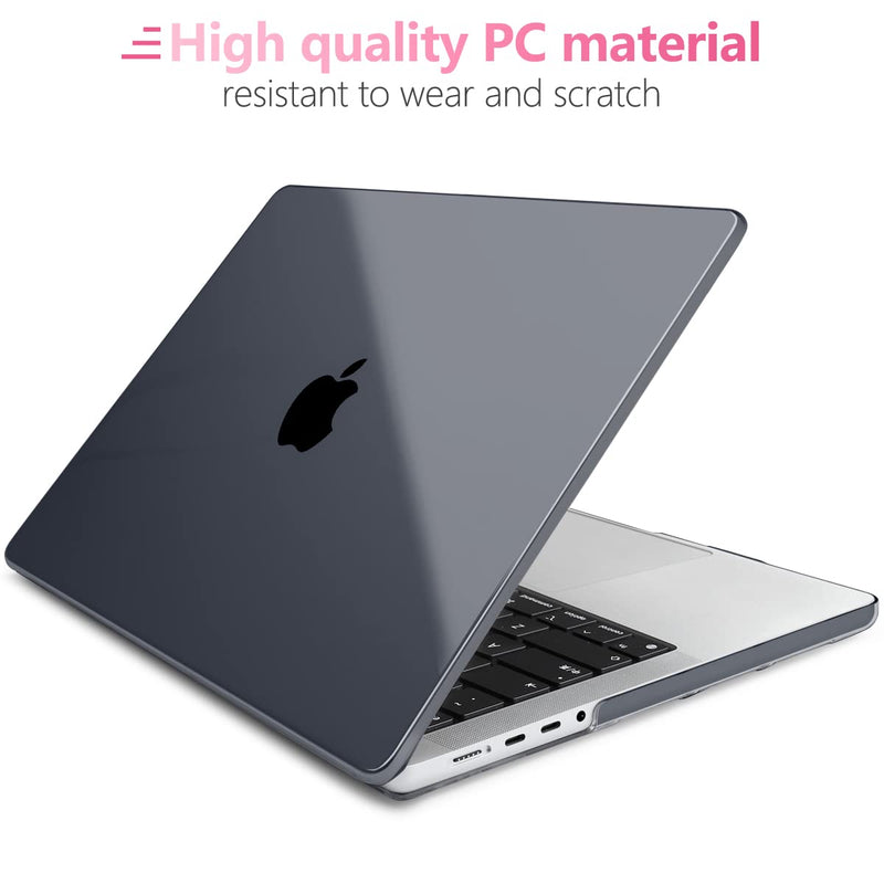[Australia - AusPower] - Batianda for MacBook Pro 14 inch Case 2021 Release A2442 M1 Pro/Max, Plastic Crystal Hard Shell Case Cover + Keyboard Cover Skin for New MacBook Pro 14'', Black Crystal Black 