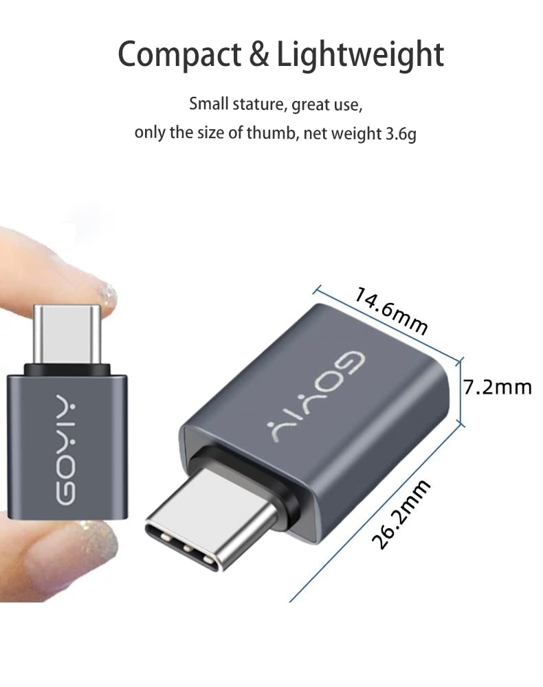[Australia - AusPower] - GOYIY USB C to USB Adapter, USB C Male to USB Female Adapter, USB3.2 Gen 2，2-Pack, Compatible with MacBook Pro/Air, iMac, iPad Mini/Pro, Mobile Phone and Other Type C or Thunderbolt 4/3 Devices(Grey) Grey 