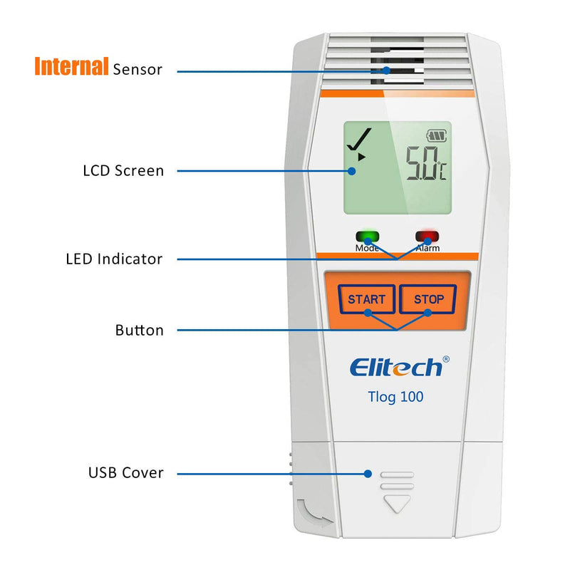 [Australia - AusPower] - Elitech Tlog 100 Temperature Data Logger Reusable Temperature Recorder PDF Report USB Port 32000 Points 