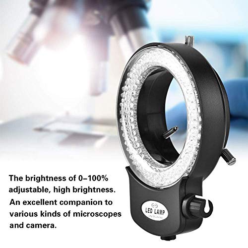 [Australia - AusPower] - Microscope Camera Ring Lamp 144 LED Beads Light Source Brightness Adjustable Variable Control Shadowless Lighting(US Plug 110‑220V (White)) 