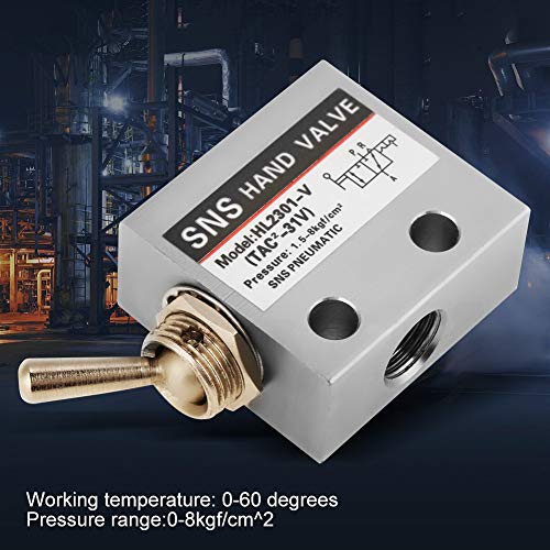 [Australia - AusPower] - SNS Pneumatic 3 Position 2 Port Toggle Switch G1/8 Pneumatic Mechanical Valve HL2301 Pressure 1.5-8kgf/cm² 