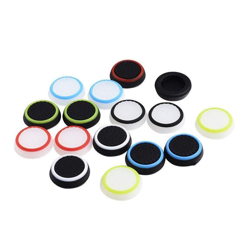 [Australia - AusPower] - XFUNY 8 Pairs/16 PCS Replacement Silicone Analog Controller Joystick Luminous Thumb Stick Grips Caps Cover for PS4 PS3 PS2 Xbox One/360 Game Controller 