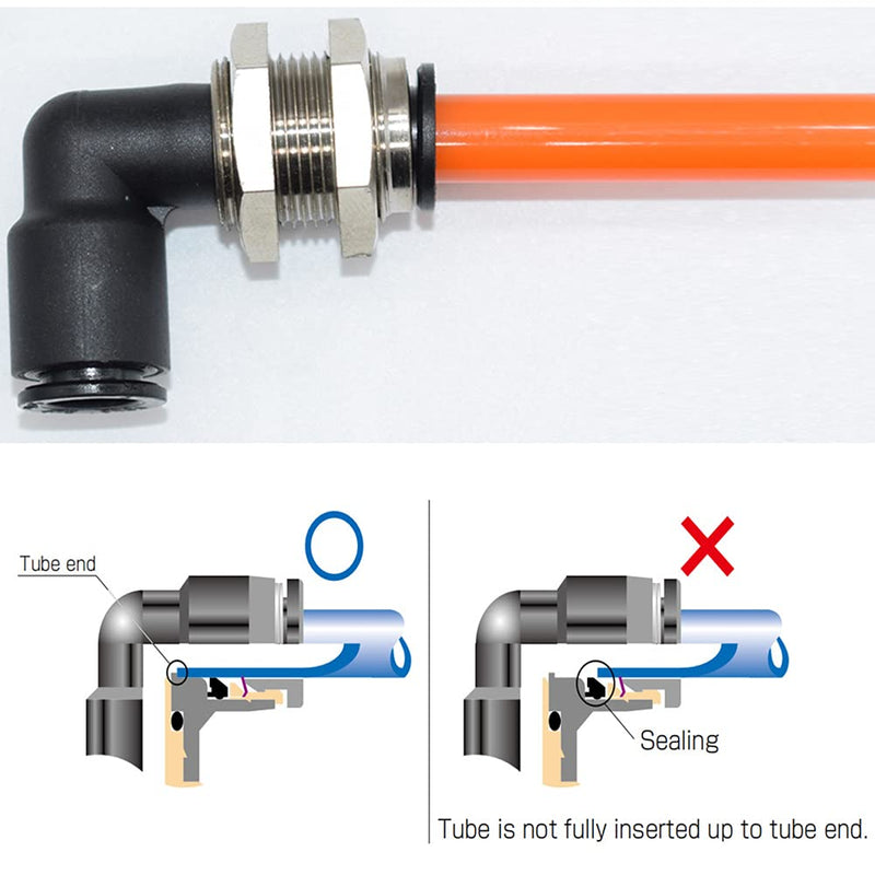 [Australia - AusPower] - Jienk 2Packs Bulkhead Elbow 1/2" x 1/2" Tube OD Push to Connect Tube Fitting, PLM-1/2 Bulkhead 90 Degree Elbow Pneumatic Quick Connect Air Fitting 1/2" OD 