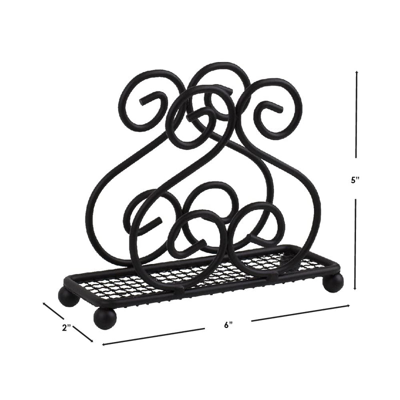 [Australia - AusPower] - Home Basics Scroll Collection Steel Napkin Holder, Freestanding Tissue Dispenser Organizer for Kitchen Countertop, Durable, Sturdy, Home Décor, Black 