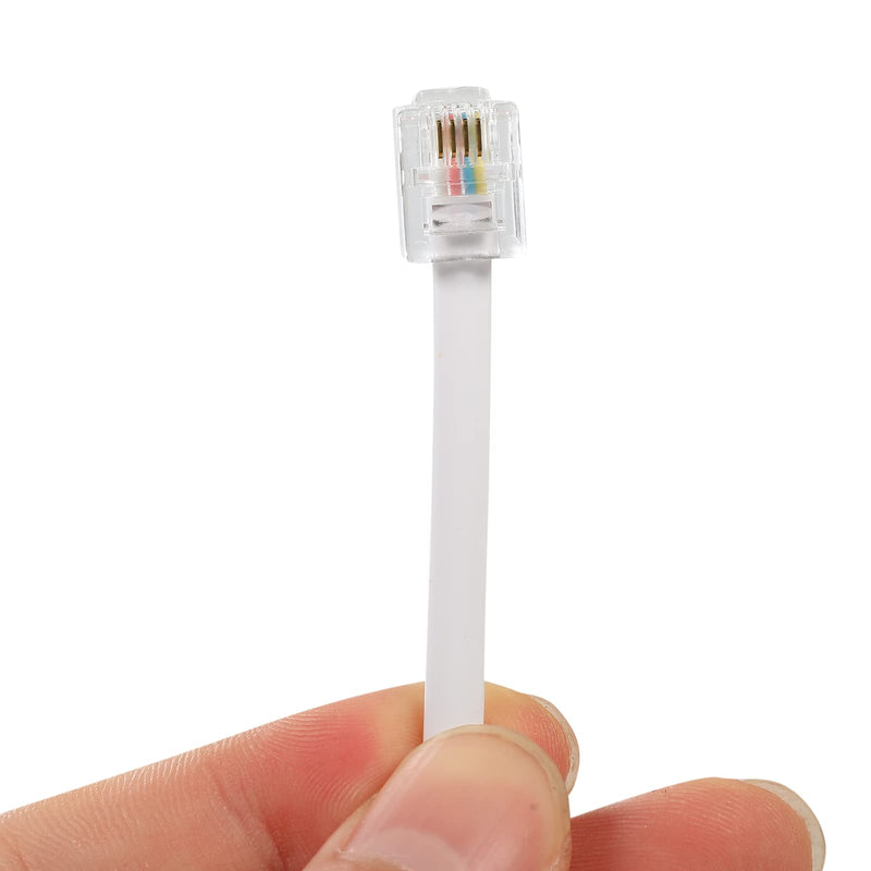 [Australia - AusPower] - 100 Feet Long Telephone Extension Cord Phone Cable Line Wire, with Standard RJ11 Plug and 1 in-Line Couplers and 55Cable Clip Holders-White (100 Feet) 100 Feet 