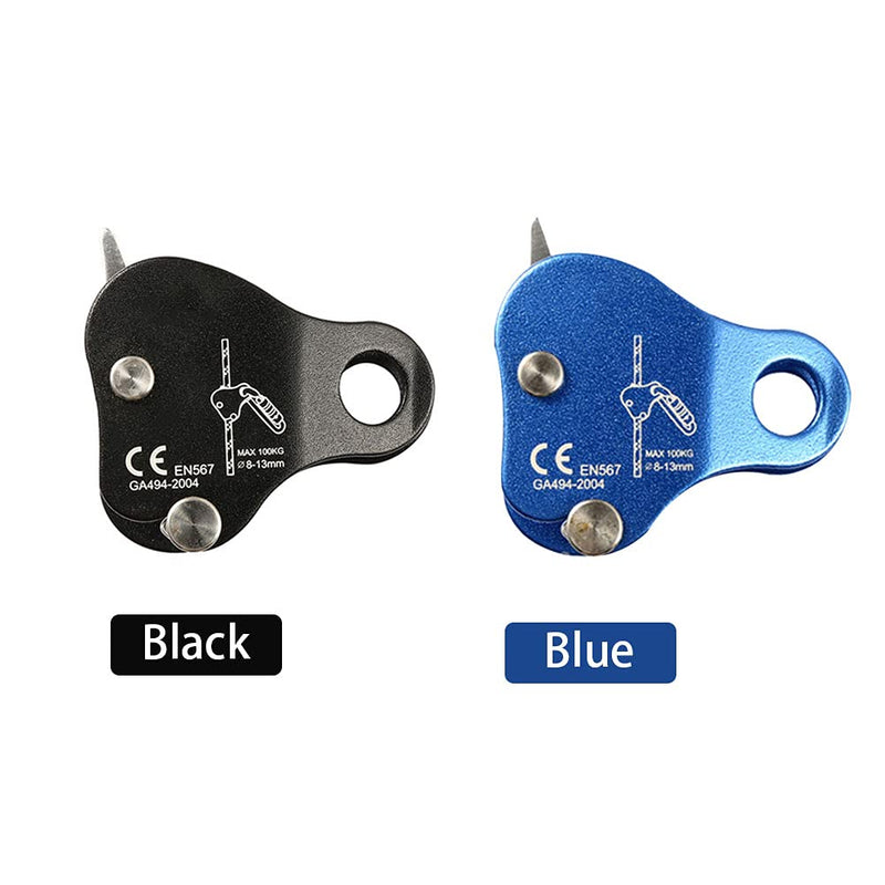 [Australia - AusPower] - QKDS Climbing Rope Grab, High Strength Self Locking Safety Protective, Climbing Ascender Fall Protection Belay Device Climbing Rope Grip Clamp for Rock Climbing Mountaineering(Black), free size Black 