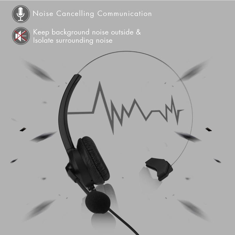 [Australia - AusPower] - H300 Microphone Headset Noise Cancelling Corded Telephone Call Center Headset with 4 Connectors for Landline Mobile Phones PC Games Comfortable Wearing(3.5mm Plug) 