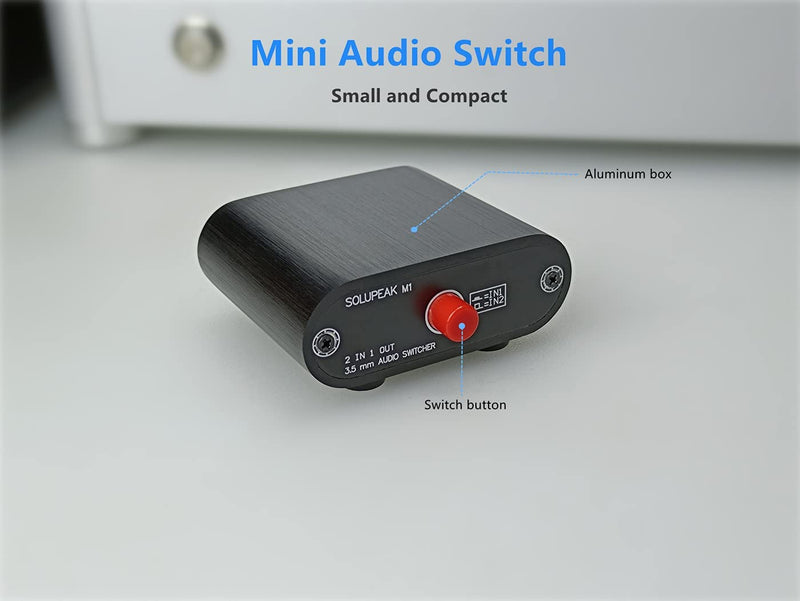 [Australia - AusPower] - 2 in 1 Out 3.5mm Stereo Audio Switch aux switcher Speaker selector Distributor 2 to 1 Splitter Box M1 