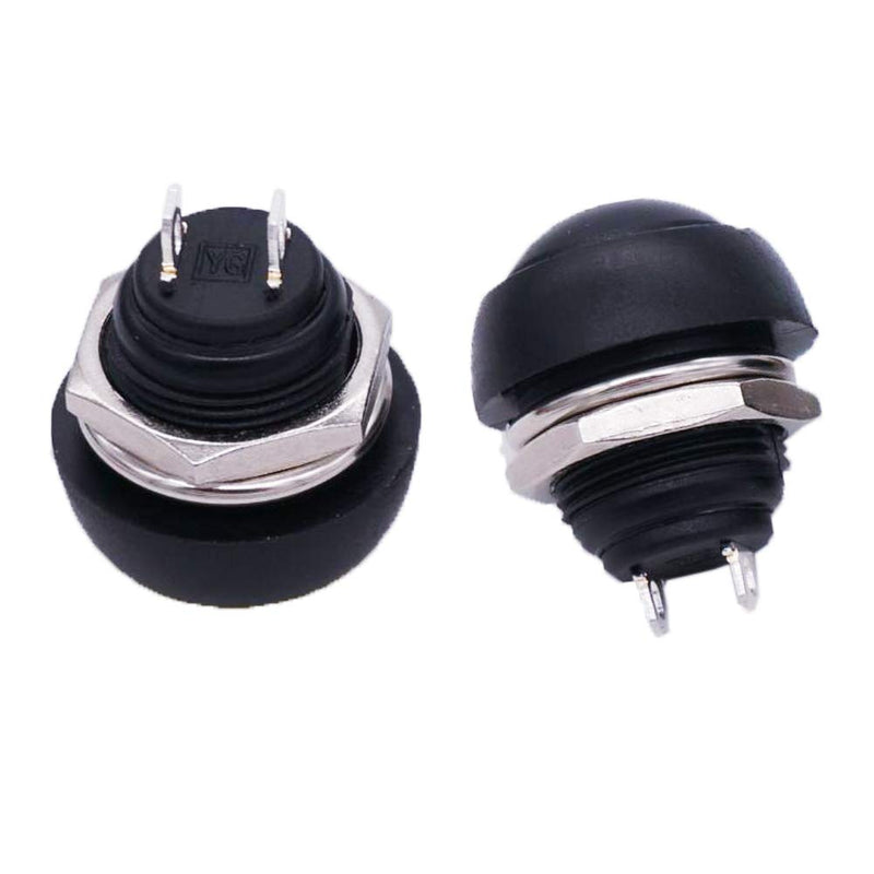 [Australia - AusPower] - Twidec/6Pcs 12mm 1/2" Mounting Hole On Off Mini Round Waterproof Momentary Push Button Switch Black PBS-33B-BK 