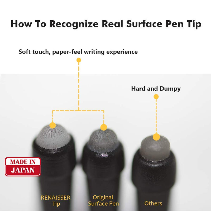 [Australia - AusPower] - RENAISSER Pen Tips for Surface Pen, Made in Japan, Original HB-Type, Compatible with Microsoft Surface Pro 2017 Pen, Surface Pro 4 Pen, Raphael 520/520C/520BT/530, 3 Packs 