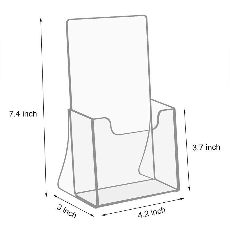 [Australia - AusPower] - NIUBEE Acrylic Brochure Holder for 4’’ Trifold Pages, 50% Thicker Countertop Acrylic Literature Holder Plastic Flyer Display Stand for Magazine, Pamphlet, Booklets, Menu, Journals, 2 Pack 