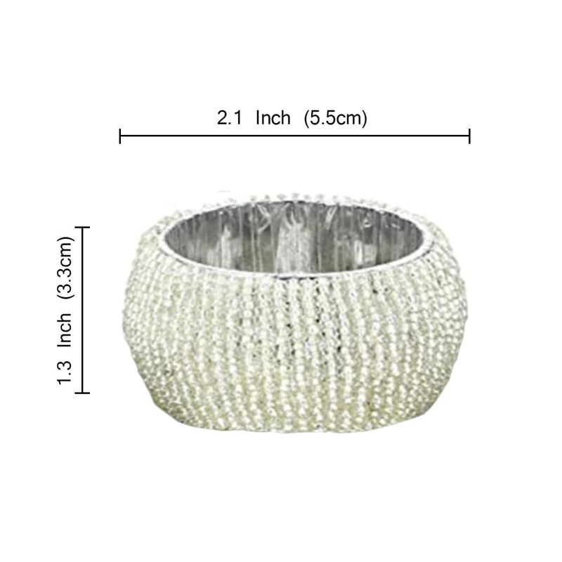 [Australia - AusPower] - Ajuny Set of 6 Handmade Silver Beaded Napkin Rings Home Dining Table Decoration 