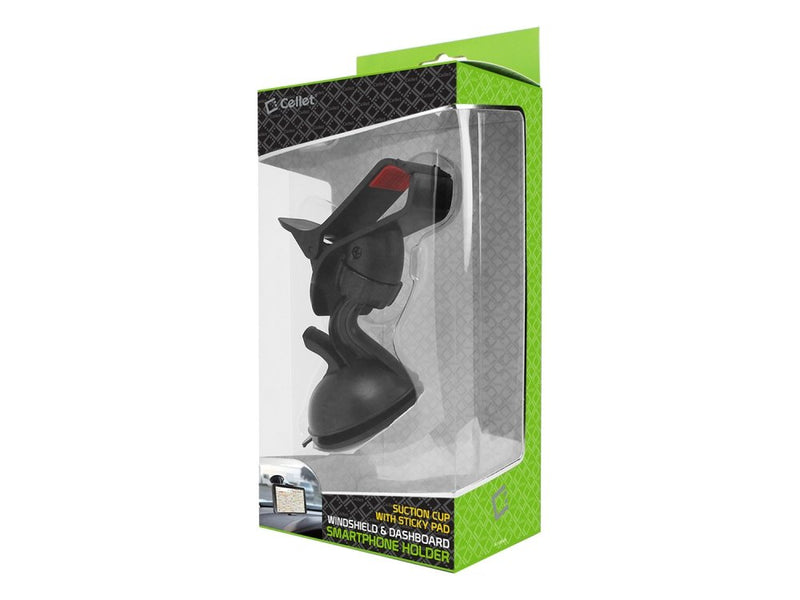 [Australia - AusPower] - Cellet Windshield Car Mount Holder for Phones Up to 3.8 Inches Wide - Retail Packaging Black Standard Packaging 