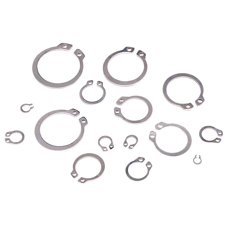 [Australia - AusPower] - Hilitchi 300-Pcs [15-Size] External Circlip Snap Retaining Clip Ring Assortment Set - 304 Stainless Steel 