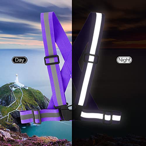 [Australia - AusPower] - Famnosta Running Reflective Vest Gear 3 Pack, Adjustable Safety Vest High Visible Reflective Belt Straps Night Walking Vest Green,Black,Purple 