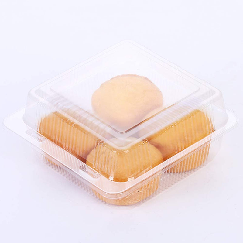 [Australia - AusPower] - WYKOO 50 Pack Disposable Clear Plastic Clamshell Food Containers for Salads, hamburgers, bread and Sandwiches, Portable Food Take-Out Plastic Container, 5.3 x 4.7 x 2.8 Inch 
